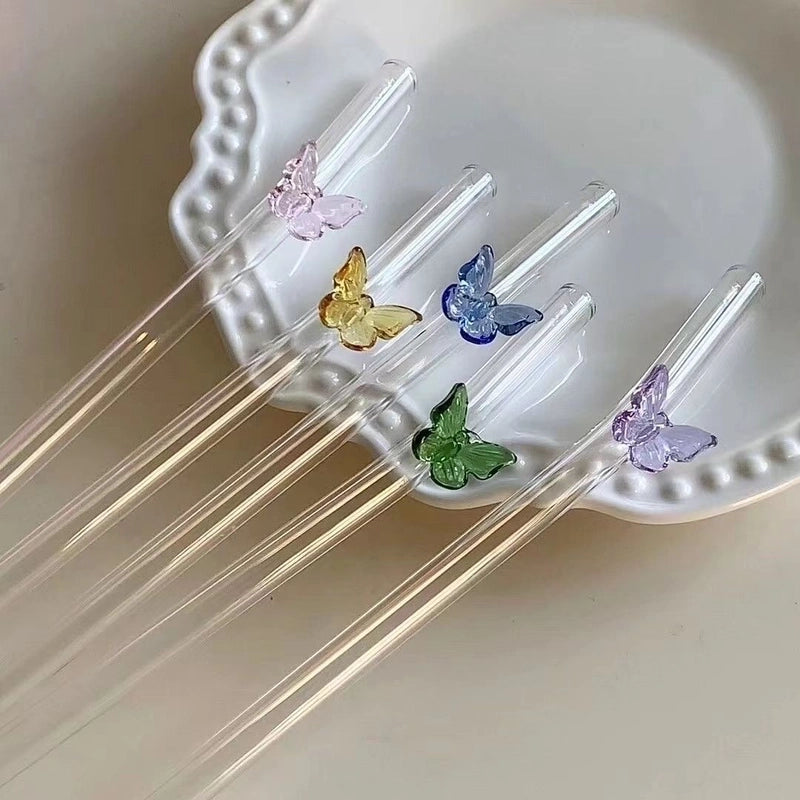 Casual Vacation Solid Color Glass Straw 1 Piece