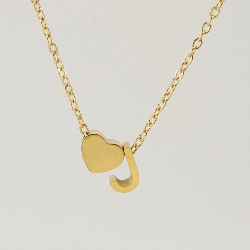 Fashion Letter Heart Shape 304 Stainless Steel 18K Gold Plated Gold Plated Stainless Steel Necklaces