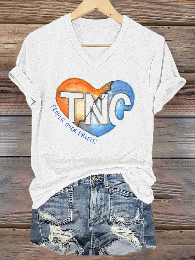 Women's Tennessee and North Carolina Hurricane Helene Print V-Neck T-Shirt