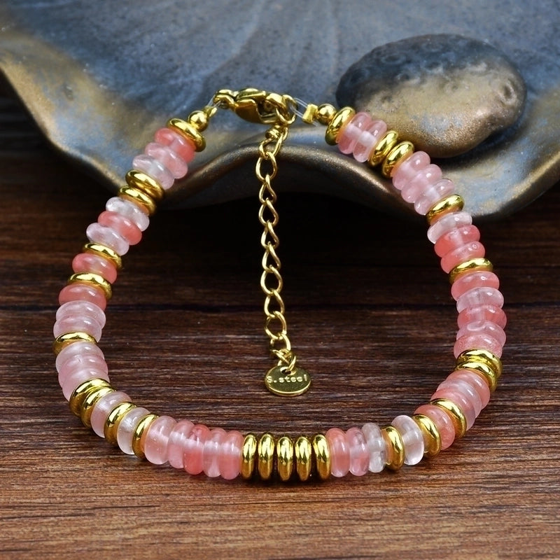 Minimalist Classic Style Round 316L Stainless Steel  Semi-precious Stone Bracelets