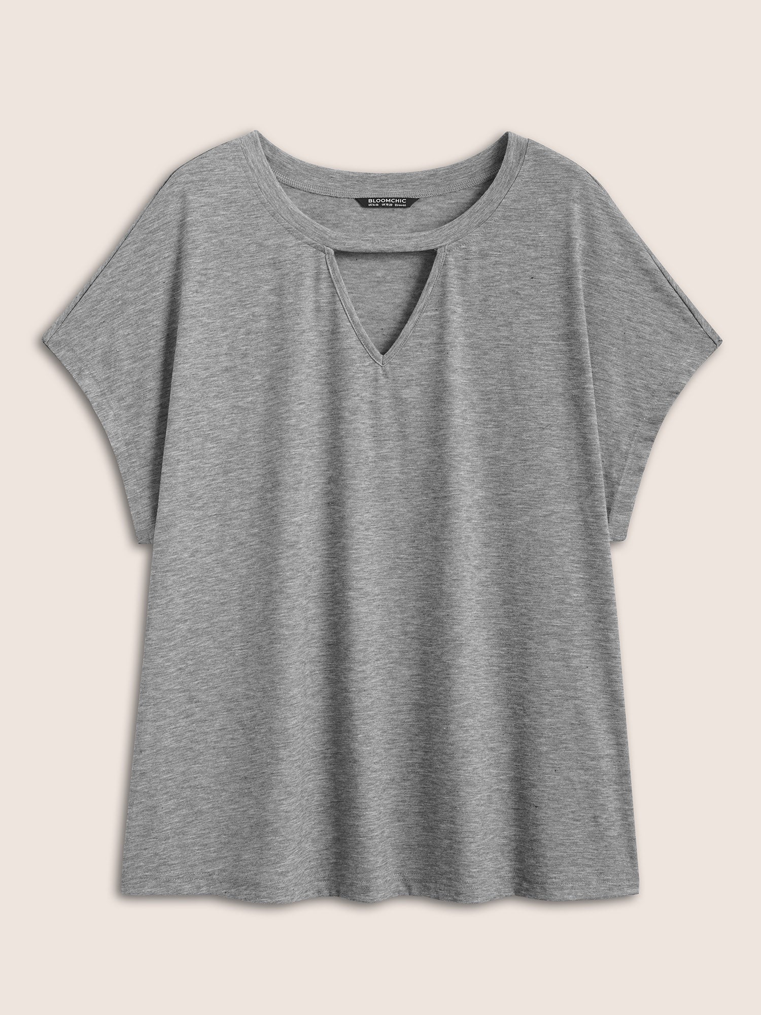 Plain Heather Keyhole Dolman Sleeve T-shirt