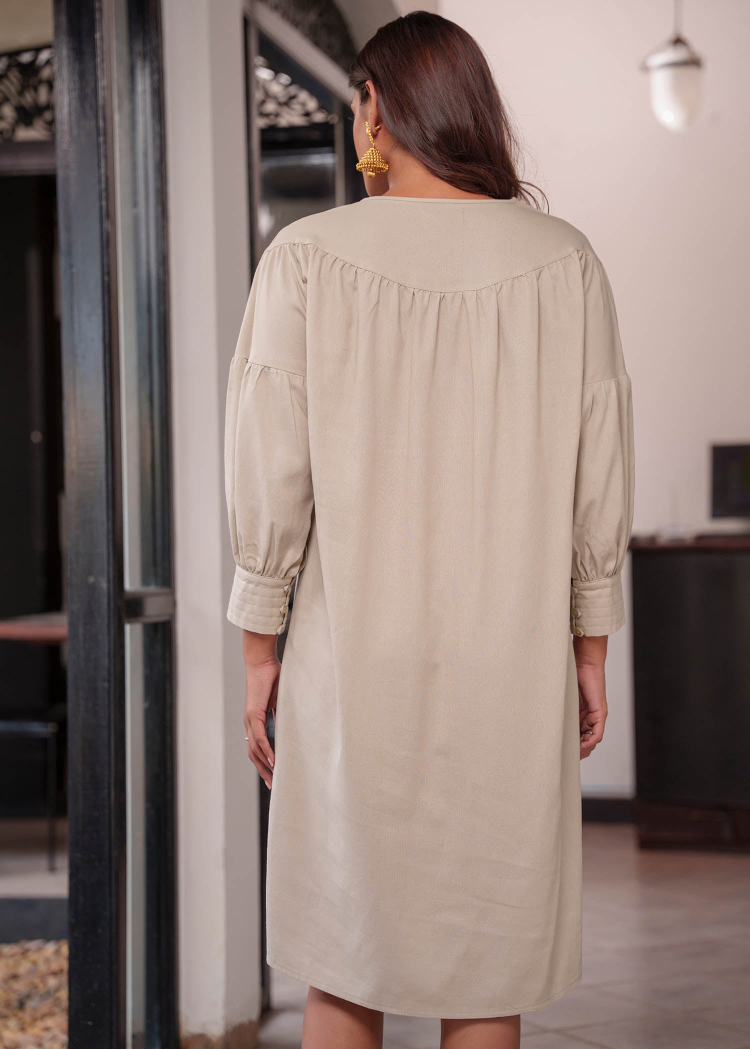 High Low Hem Dress With Yoke