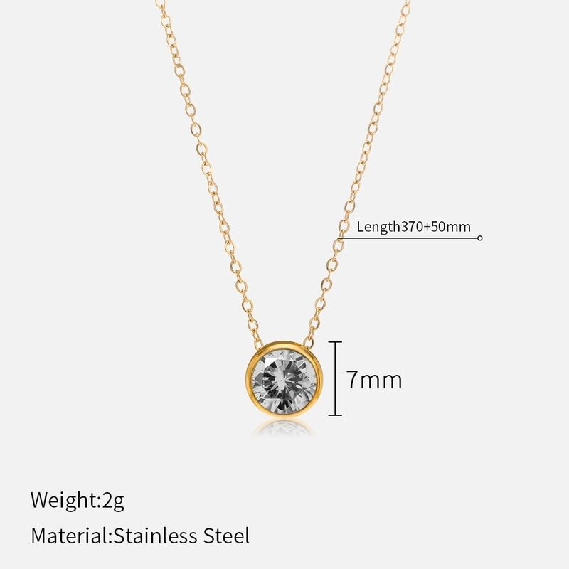 Minimalist Round 304 Stainless Steel Rhinestones Plating Stainless Steel Necklaces