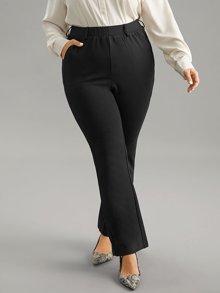 Solid Very Stretchy High Rise Bootcut Thick Pants