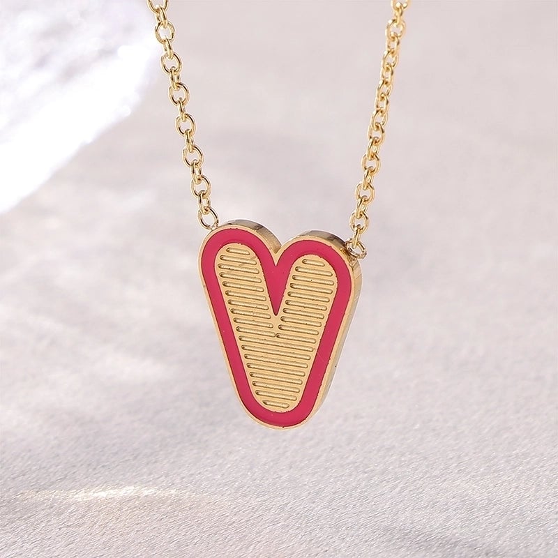 Sweet Minimalist Artistic Letter Stainless Steel Enamel Plating Pendant Necklace