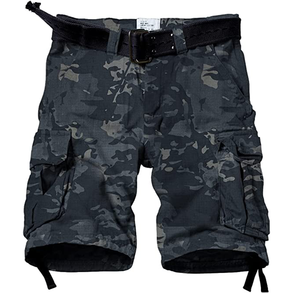 7-pack Men's Cargo Shorts Relaxed Fit Camo Short Outdoor Multi-Pocket Cotton Work Casual Shorts with Belt