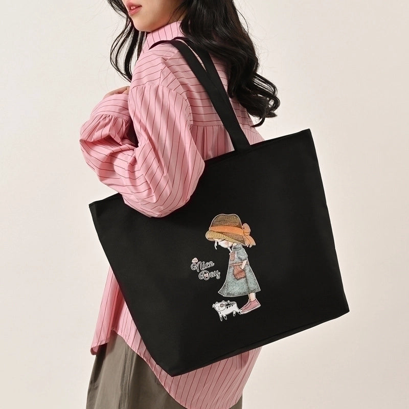 Women's Medium Canvas Letter Classic Style Square Zipper Shoulder Bag