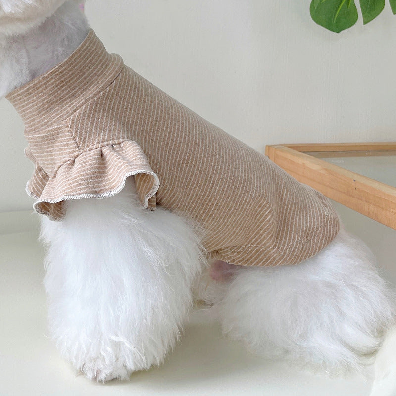 Striped Ruffled Sleeves Soft Dog Cat Vest