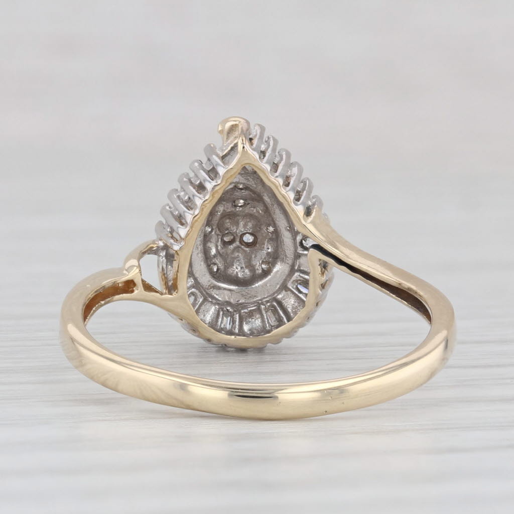 0.10ctw Pear Halo Engagement Ring 10k Yellow Gold Size 8.75