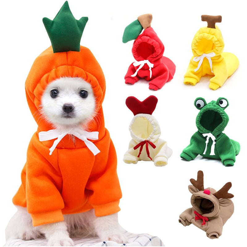 Warm Fleece Fruit Design Hoodies For Small Dogs