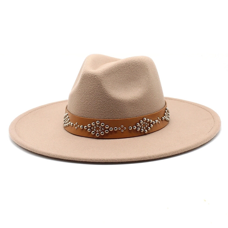Autumn And Winter Wool Big Brim Jazz Hat Men's And Women's Fashion Casual 9.5cm Big Edge Jazz Hat Felt Hat