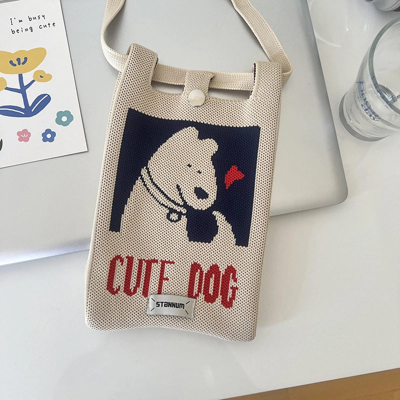 Women's Polyester Printing Animal Color Block Cute Square Buckle Shoulder Bag Phone Wallets