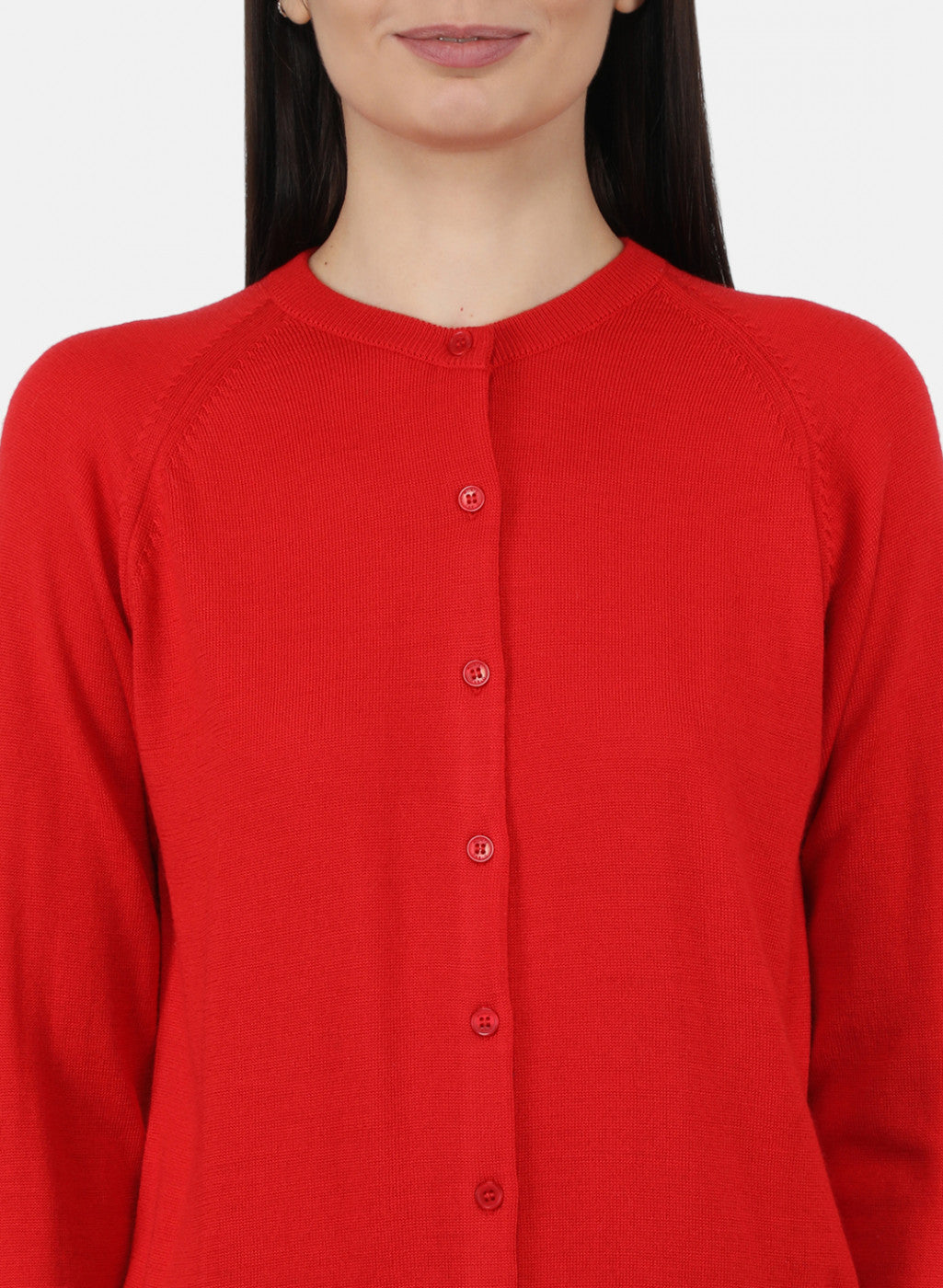 Women Red Solid Cardigan