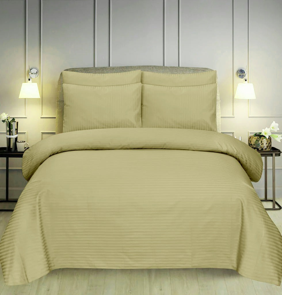 Beige Stripe-Bed Sheet Set