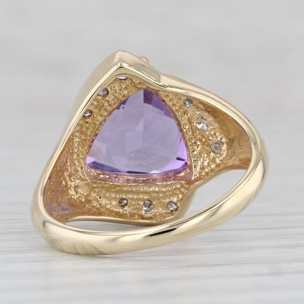 3.65ctw Amethyst Diamond Ring 14k Yellow Gold Size 6.25 Cocktail
