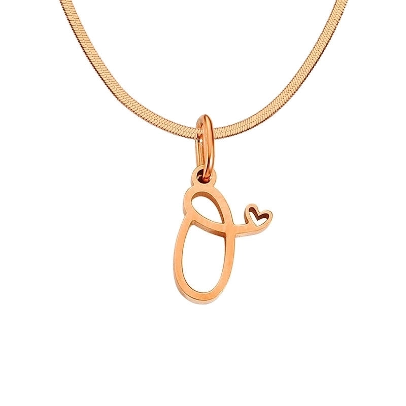 Stainless Steel Titanium Steel 14K Gold Plated Minimalist Plating Letter Heart Shape Pendant Necklace