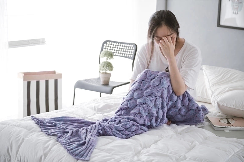 Fashion Solid Color Mermaid Acrylic Blanket