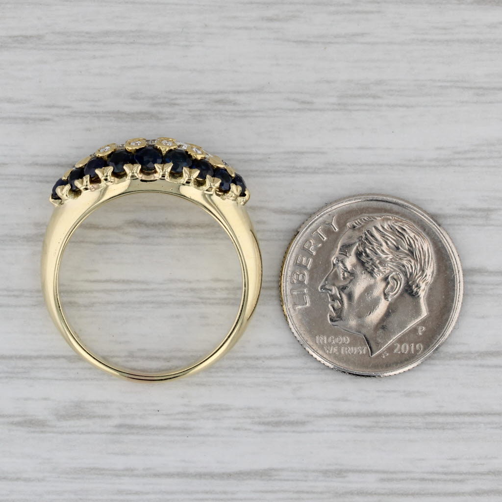 1.64ctw Blue Sapphire Diamond Ring 18k Yellow Gold Size 7.25