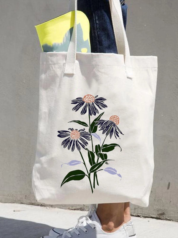 Women's Printed Shopping Bag Casual Shopping Handbag Women's Shoulder Bag Large Capacity New Artistic Fresh Women's Bag