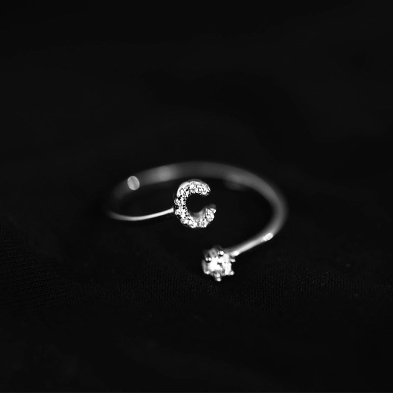 Ig Style Minimalist Letter Copper Plating Inlay Zircon Open Ring