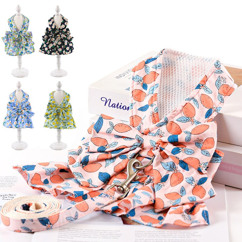 Floral Puppy Dress&Leash Set