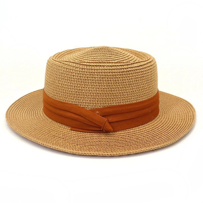 Women's Vacation Solid Color Flat Eaves Straw Hat