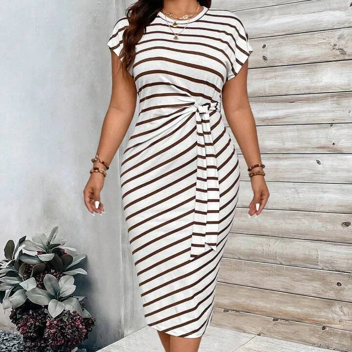 💃Women's Striped Tie Waist Dress