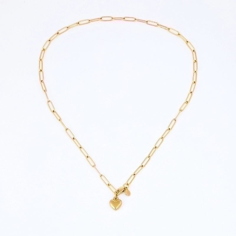 Romantic Heart Shape 304 Stainless Steel 18K Gold Plated Handmade Pendant Necklace