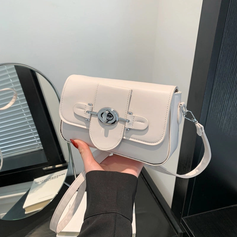 Women's Pu Leather Solid Color Streetwear Flip Cover Crossbody Bag