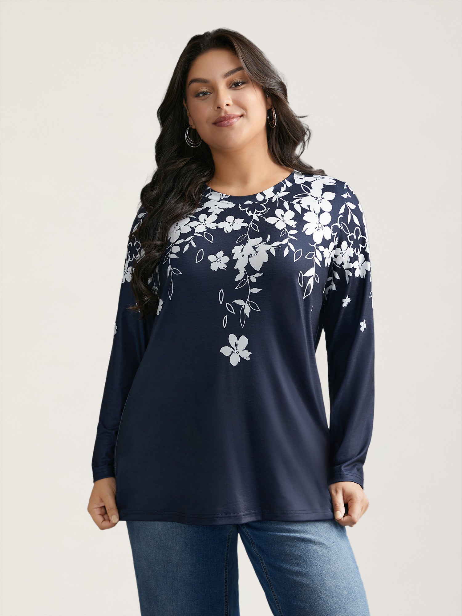 Round Neck Boho Print T-Shirt
