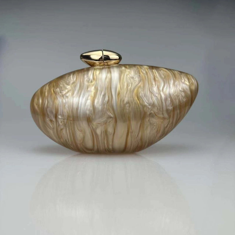 Rose Red Coffee Arylic Marble Oval Evening Bags