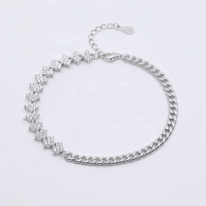 Adjustable Montage Heart Shaped Zircon Hollow Chain Bracelet Women Jewelry Accessories Bracelet 925 Sterling Silver