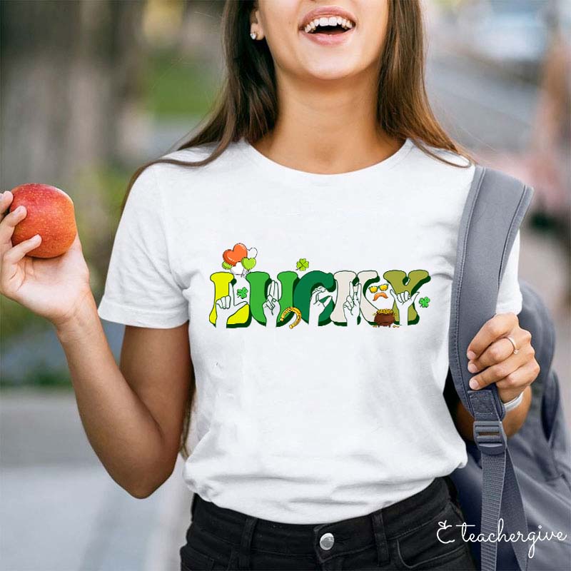 Sign Language Lucky Teacher T-Shirt