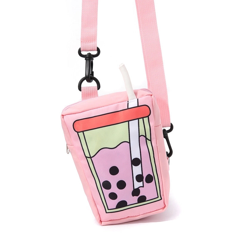 Women's Small Polyester Milk Tea Cute Zipper Coin Purse