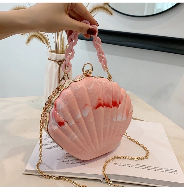 Women's Small Arylic Waves Cute Lock Clasp Dome Bag