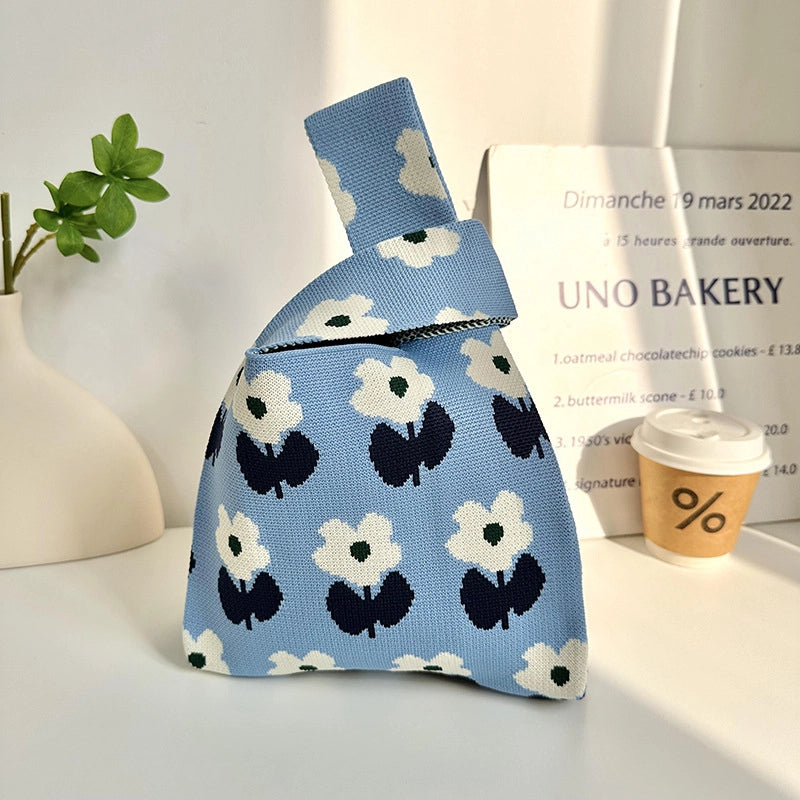 Knitted Bag Tote Bag Women's New Fashion Casual Flower Handbag Vest Bag Casual Bag Fashion