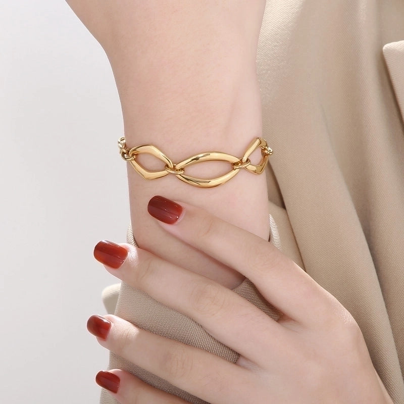 Rock Geometric Titanium Steel 18K Gold Plated Bracelets In Bulk