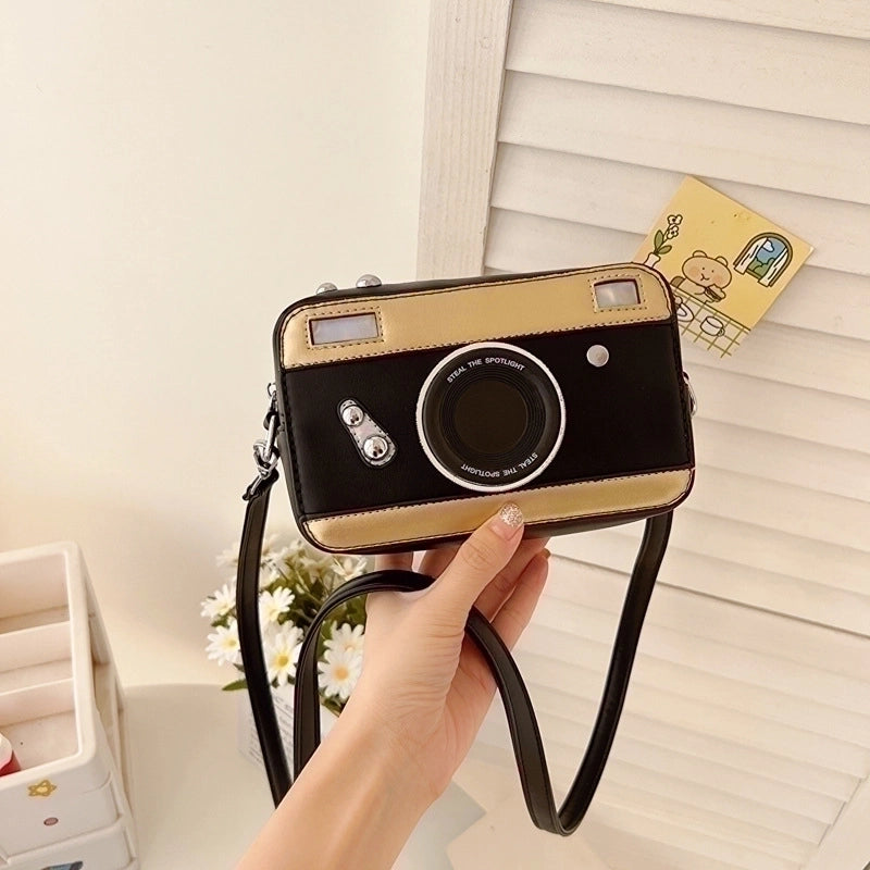 Women's Small All Seasons Pu Leather Camera Vintage Style Square Zipper Shoulder Bag