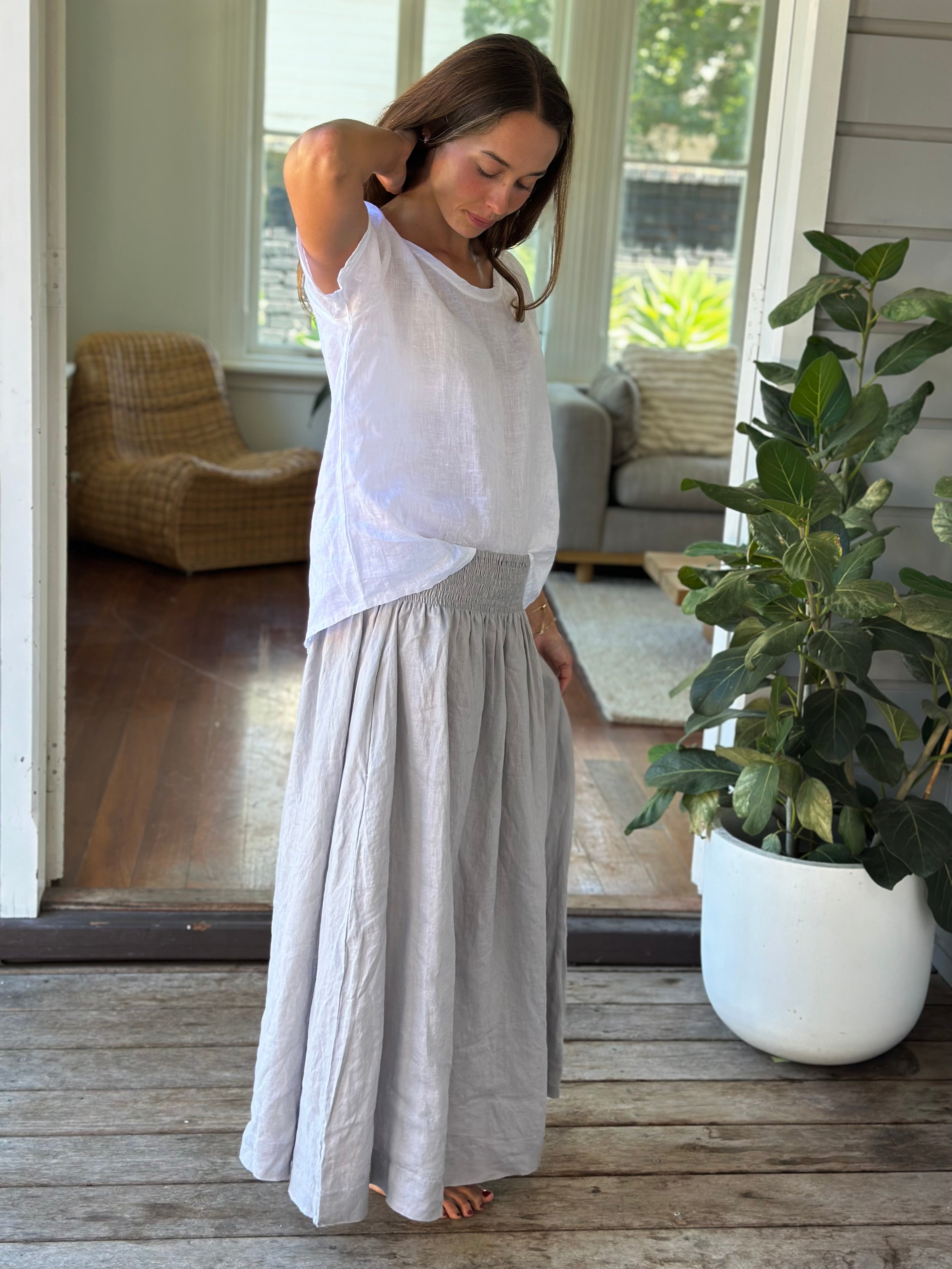 lulu skirt - soft grey linen