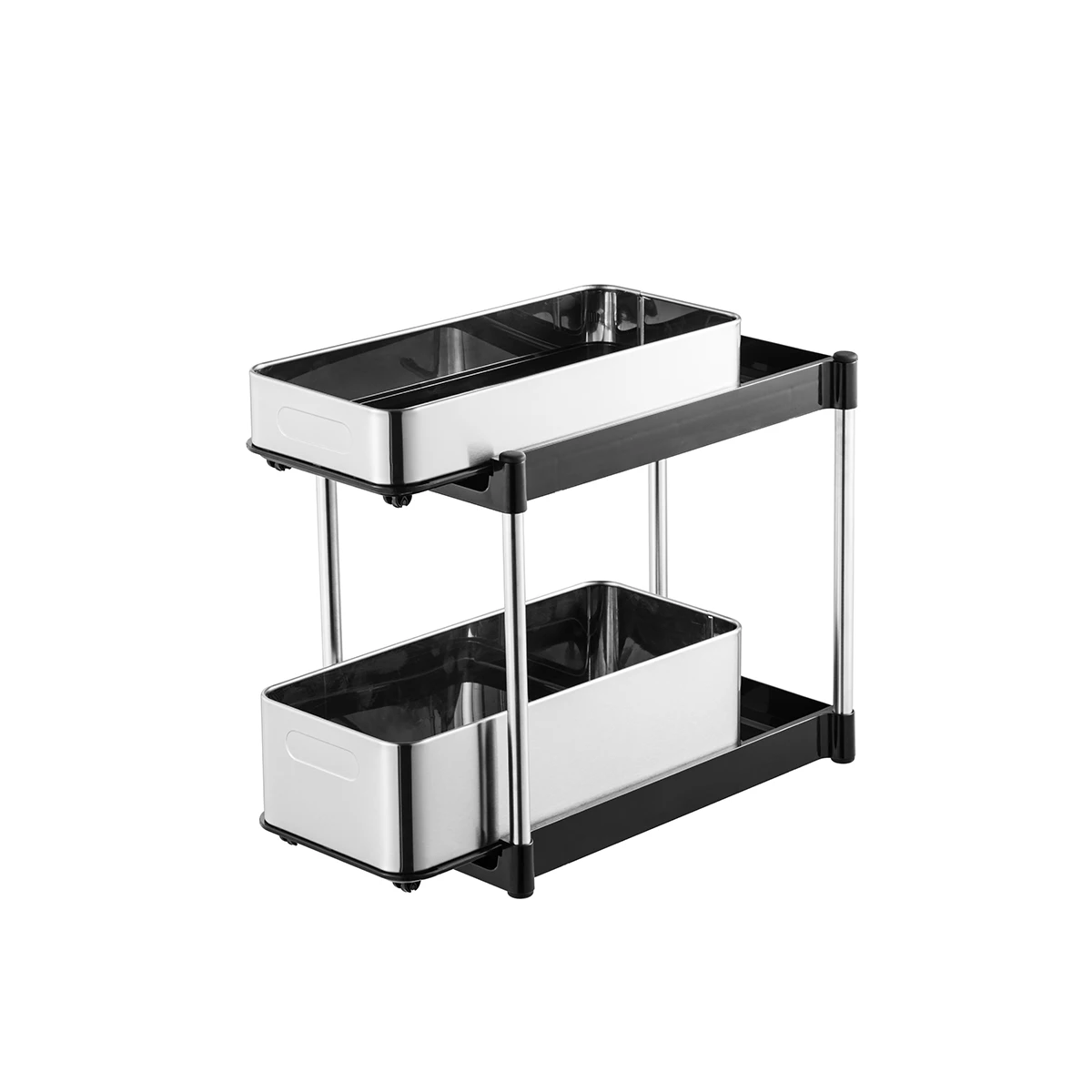 household under sink cabinet double tier stainless steel organizer pull out multifunction kitchen organizer rack