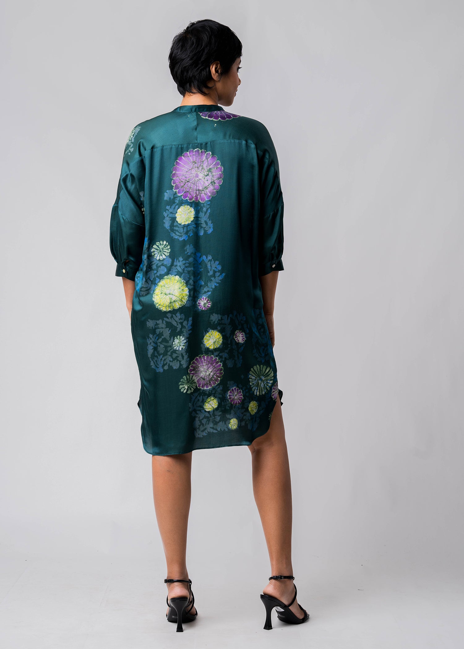 Batik Floral Chinese Collar Dress