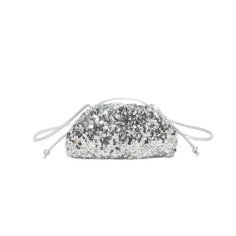 Women's Pu Leather Solid Color Streetwear Sequins Sewing Thread Shell String Crossbody Bag