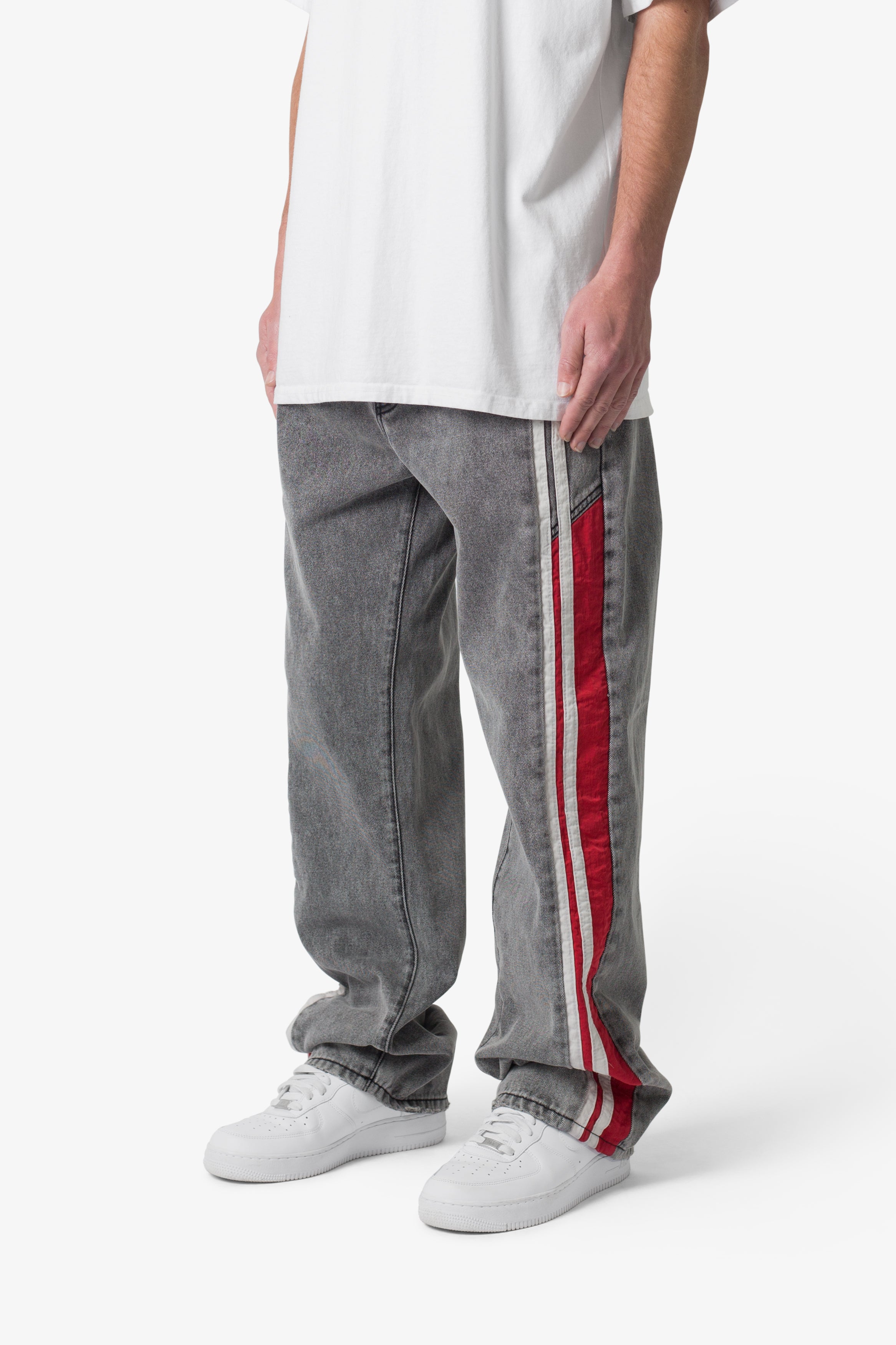 Ultra Baggy Stripe Denim - Black/Red