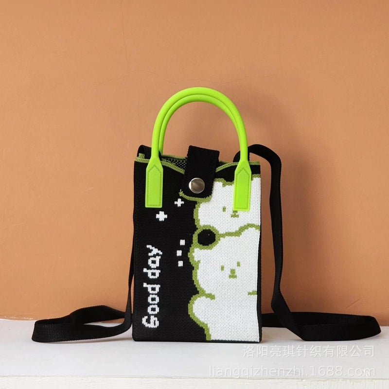 Women's Polyester Cartoon Cute Square Hidden Buckle Shoulder Bag Handbag Crossbody Bag