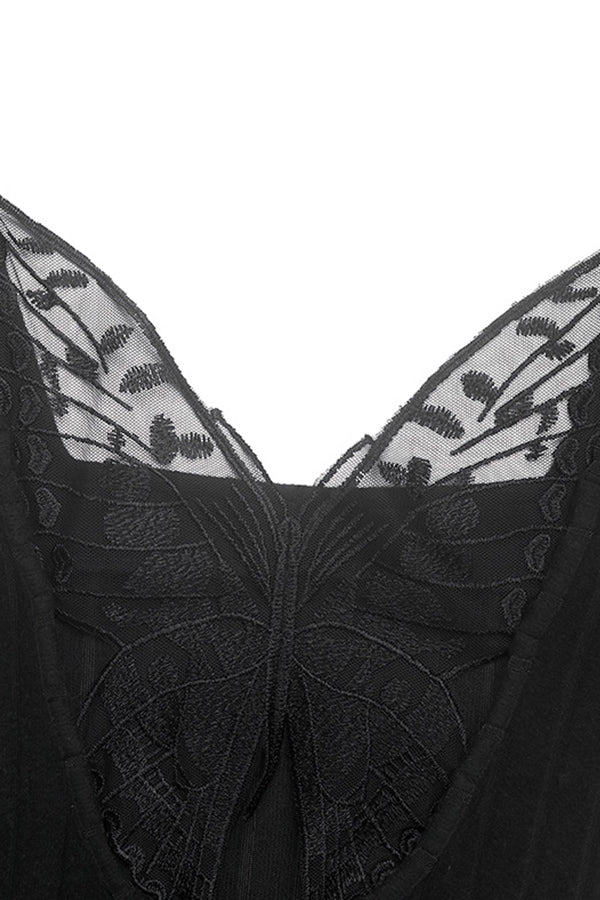 Butterfly Design Solid Color Casual Dress