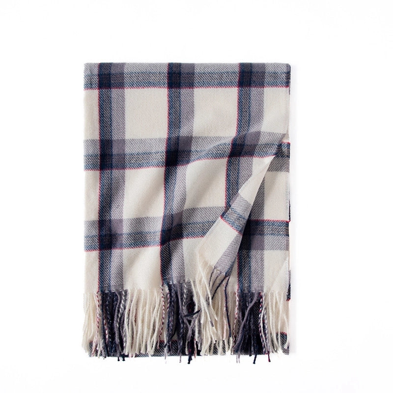 Unisex Vintage Style Minimalist Plaid Polyester Scarf