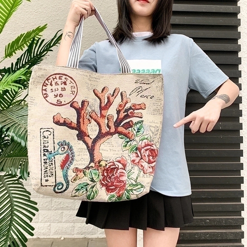 Women's Ethnic Style Butterfly Canvas Shopping Bags