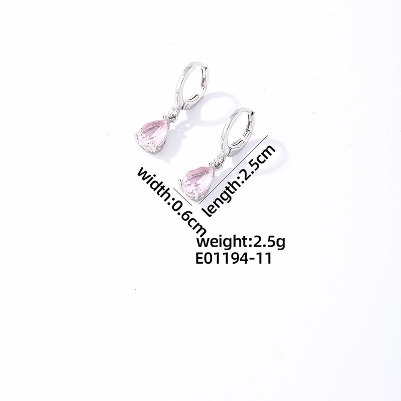 1 Pair Casual Vintage Style Minimalist Water Droplets Plating Inlay Stainless Steel Zircon White Gold Plated Gold Plated Drop Earrings