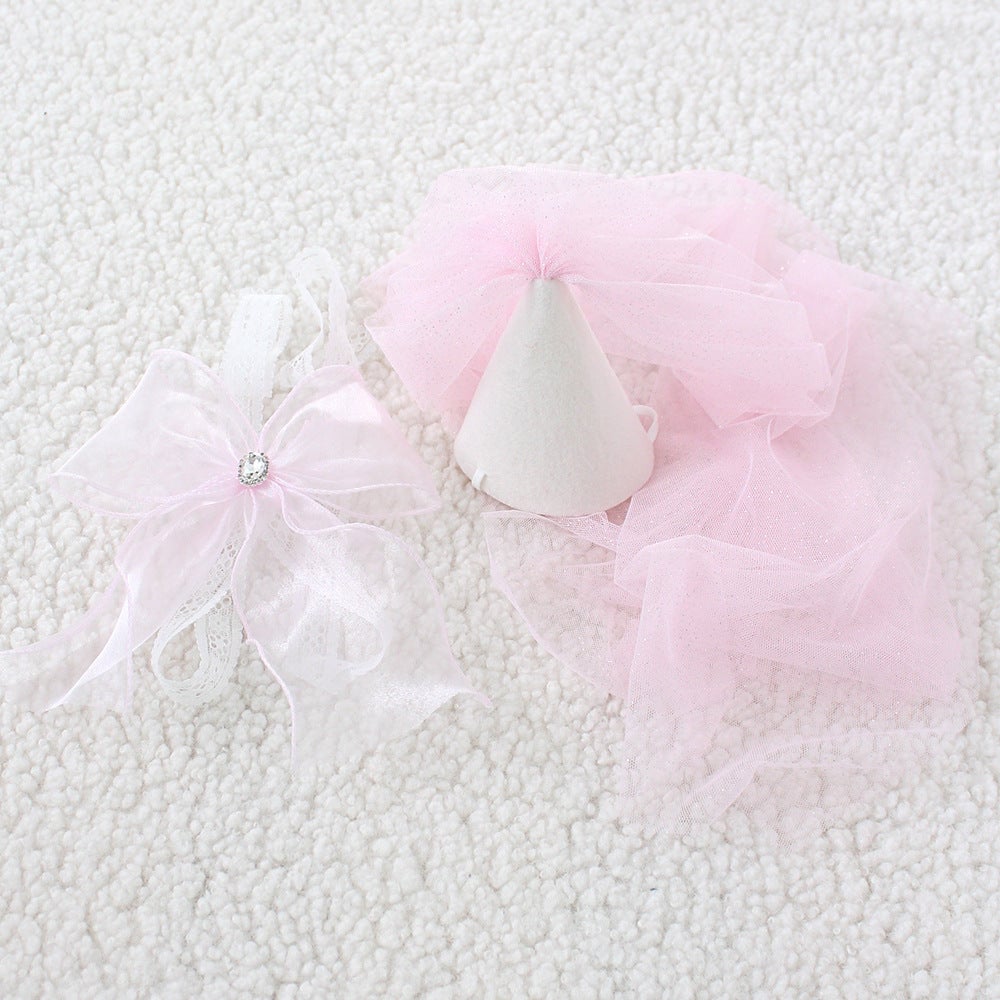 Party Lace Dog Cat Necklace&Hat Set