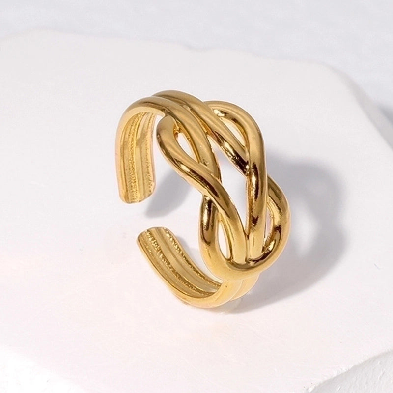 Fashion Geometric Solid Color 304 Stainless Steel 18K Gold Plated Plating Open Ring